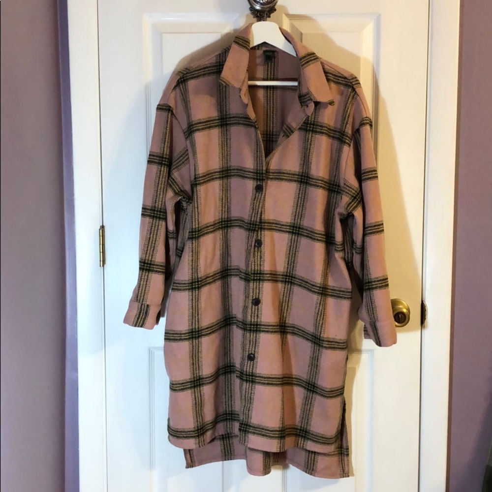 Oversized Pink Plaid Coat